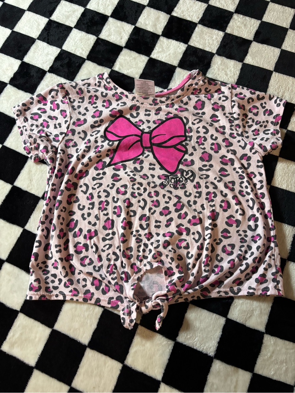 Size 6 jojo siwa pink cheetah bow crop top